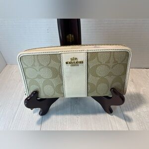 Coach Tan and Cream Zip Wallet